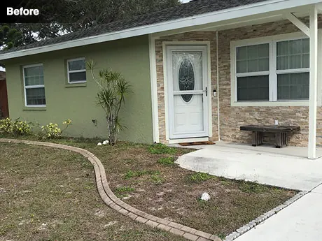 The front walkway before the cleanup